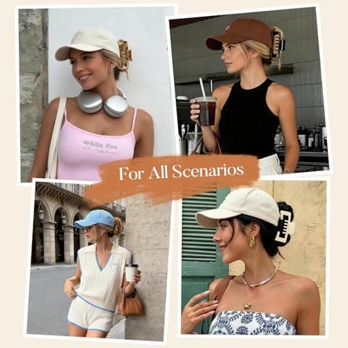6 Pcs Hat Claw Clip for Women, Hat-Friendly Claw Clips for Baseball Cap & Trucker Hat - 4.1 Inch Large Tortoise Hat Claw Clip for Medium/Thick Hair, Non-Slip Baseball Hair Clips for Hats Hairstyle - Thumbnail 6