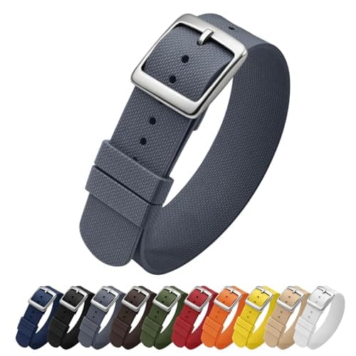 ULLCHRO Watch Strap FKM Rubber Watch Strap 20mm Waterproof Silicone Replacement Band 22mm, Soft Rubber for Man Watch Band (21mm, Light Grey) - Image 1