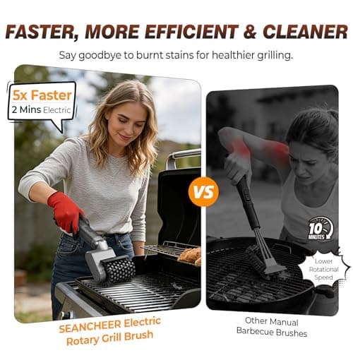 Electric Grill Brush for Outdoor Grill, 3-Speed Rotating Electric BBQ Grill Brush, 5000mAh Rechargeable Battery, 304 Stainless Steel Grill Cleaning Brush with Powerful Burnt Food Removal - Thumbnail 6