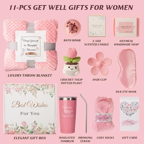 Get Well Gifts Set for Women, Self-Care Get Well Soon Gifts Birthday Gift box, Spa Unique Box Feel Better Care Package, Thinking of You Gift Baskets Gifts for Mom, Wife, Sister, Grandma Friends - Thumbnail 2