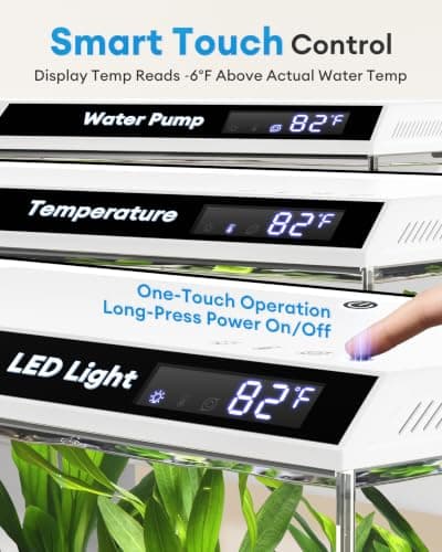 BUCATSTATE 2.6 Gallon Fish Tank, 3 Stage Filtration with Independent Waste Compartment Aquarium, Quiet 3 in 1 Pump, Real-Time Temp Display, 8-Mode LED Light Fish Tank (White) - Thumbnail 3