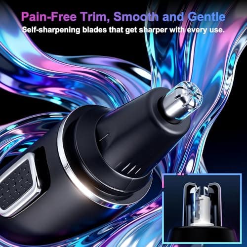 AREYZIN Nose Hair Trimmer for Men,Rechargeable Ear and Nose Trimmer,2026 Professional 2 in 1 Painless Eyebrow & Facial Hair Trimmer with IPX7 Waterproof Dual Edge Blades (Black) - Thumbnail 3