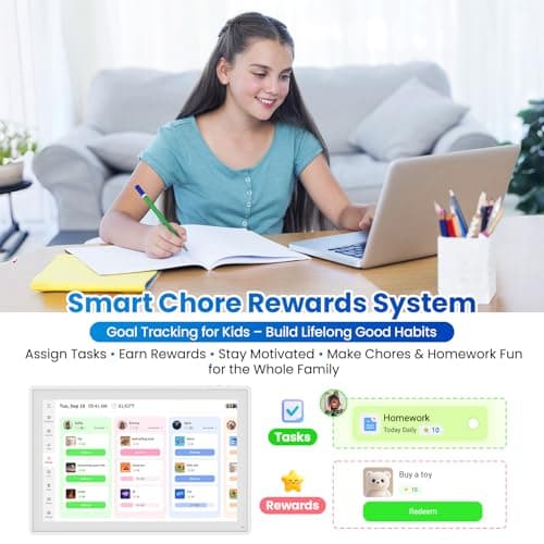 16" Smart Digital Calendar, Wall Desk Mount Planner with Google iCloud Sync, Touchscreen Family Organizer for Chore Chart, Meal Planning & Task Rewards（White） - Thumbnail 6