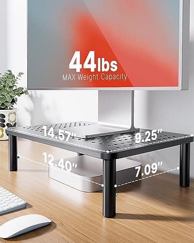 HUANUO Monitor Stand, Monitor Stand Riser 3 Height Adjustable, Monitor Riser with Airflow Vents, Laptop Stand for Desk, Laptop Riser, Desk Organizer for Monitor, 15.6" Laptop, PC, Printer - Thumbnail 4