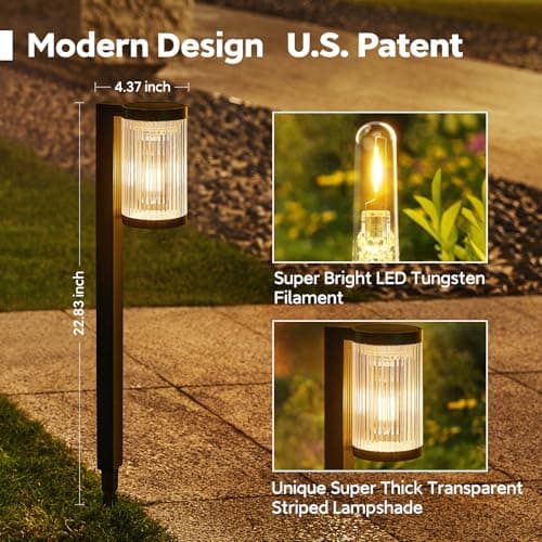 ELECLINK Solar Pathway Lights Outdoor, 6 Pack Upgraded Outdoor Solar Lights for Outside Super Bright Up to 15Hrs, IP65 Waterproof Solar Garden Lights for Yard Path Sidewalk Driveway Walkway Decor - Thumbnail 2