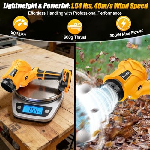 180° Rotatable Cordless Leaf Blower Compatible for DeWalt 20V Battery(Not Included), 90 MPH 6-Speed Handheld Blower with LED & Power Indicator, Extended Nozzle for Lawn, Garage, Car Cleaning - Thumbnail 5