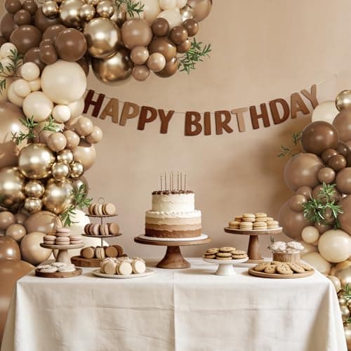 Brown Balloon Arch Kit, 124Pcs Brown Nude Beige Gold Balloons for Bear Baby Shower Coffee Themed Birthday Party Wedding Bridal Shower Engagement Party Decorations - Thumbnail 3