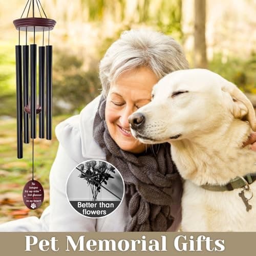 Howarmer Pet Memorial Wind Chime, Dog Memorial Wind Chimes for Loss of Dog, Tuned Aluminum Tubes in G Scale, Wooden Top, Sympathy Pet Loss Gifts for Garden Patio – Forever in My Heart - Thumbnail 3