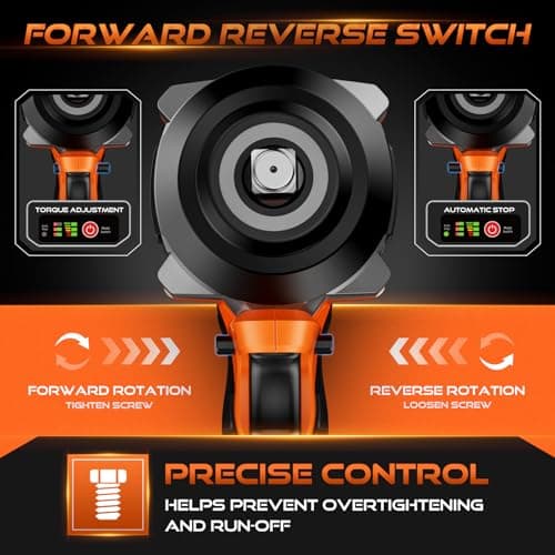 DECERK 900Nm High-Torque Impact Wrench - Covers 94% of OEM Torque Specs for Trucks, SUVs & Farm Equipment [4000mAh Dual Batteries] [1/2 Inch Driver] [21V MAX] Brushless, Cordless, Electric, Power,Gun - Thumbnail 6