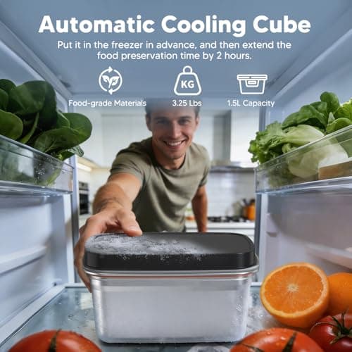 FISHOAKY Cordless Heated Lunch Box, 6.3 Cups Electric Lunch Box with Ice Crystal Box Food Warmer Rechargeable Portable Lunch Box Warmer for Adults Men Women Trucks Driver Office Worker Travel - Thumbnail 6