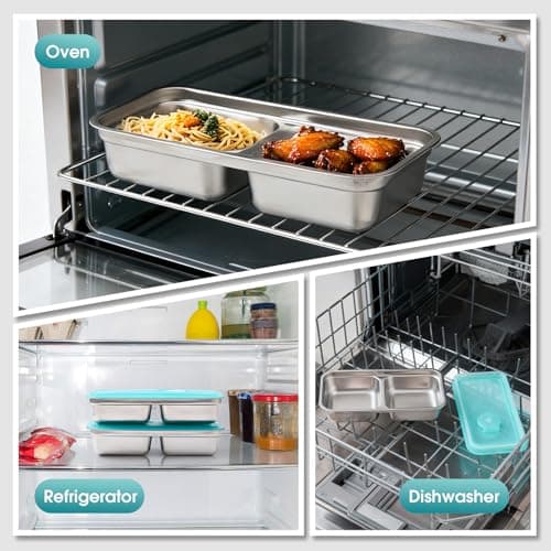 STARNOOK Stainless Steel Snack Containers,Food Storage,2 Compartment,Condiment Containers with Lids,Snack Containers 1 PCS - Thumbnail 3
