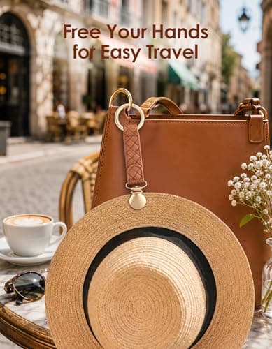 Niveaya Hat Clip for Travel 2Pcs, Sleek Woven Design with Durable Metal Clip, Secure Hat Holder for Straw Sun Hats & Baseball Cap on Bag Purse Backpack Luggage, Chic Beach Cruise Travel Essentials - Thumbnail 2