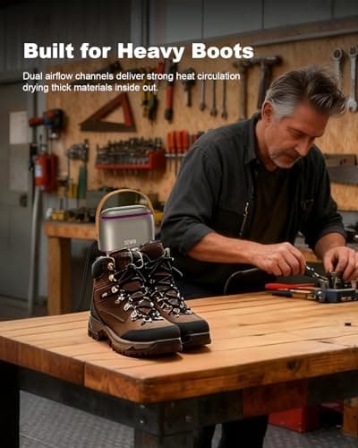 SOTHING Boot Dryer, Portable Shoe Dryer for Sneakers, Ozone Deodorizer, Retractable Hoses, 95W Rapid Drying, 3 Heat Levels, LED Touch Panel, 1–9H Timer, for Work Boots, Soccer Cleats, Gloves, Purple - Thumbnail 5