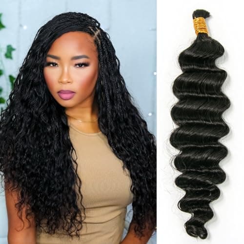 YWIGS Deep Wave Bulk Human Hair for Braiding Boho Knotless Braids Human Hair 100 Percent Human Braiding Hair 100G NC 20inch - Image 1