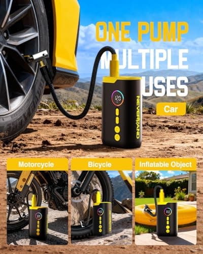 NEVERLAND Tire Inflator Portable Air Compressor - 150 PSI Electric Air Pump for Car Tires with Auto Shut, Cordless Tire Air Pump for Bicycle, Motorcycle, Bike Tire Pump with Gauge - Thumbnail 2