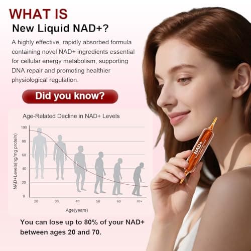 Vffiek NAD+ Liquid Supplement - 1200mg Advanced Cellular Rejuvenation for Cellular Vitality, Energy Metabolism & Antioxidant Support - Boosts Energy & Focus - 10 Count (15ml Packs) - Thumbnail 2