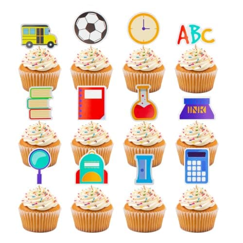 Oeyliz Back to School Cupcake Toppers 36 PCS First Day of School Cupcake Cake Decorations Welcome Party Decorations Back to School Cupcakes Toppers Classroom Party Supplies - Image 1