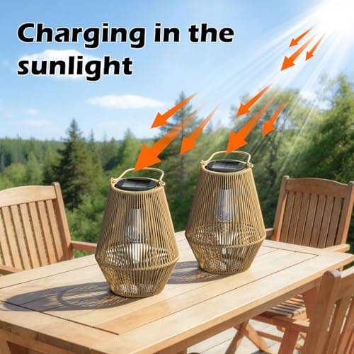 Dolucky Solar Lanterns Outdoor Waterproof, 2 Pack Hanging Solar Lights for Outside, Auto On/Off Solar Powered Lanterns for Patio Yard Porch Pathway Garden Decor, Warm White - Thumbnail 4