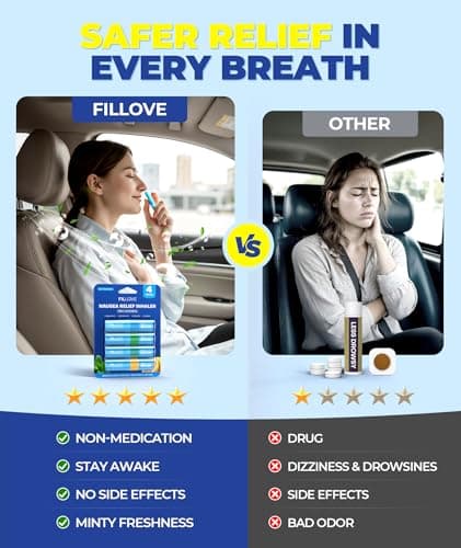 1s Fast Nausea Relief Nasal Stick With 2-in-1 Motion Sickness Ease, 100% Natural Essential Oils For Chemo & Pregnancy Nausea Relief, Non-Drowsy Travel Essentials & Cruise Essentials For Car, Airplane - Thumbnail 3
