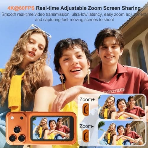 Magnetic Vlog Selfie Monitor Screen for iPhone 17 & Android, 4K Wireless Video Recording with Remote Zoom & Shoot, Content Creator Essentials Back Camera Monitor for vlogging YouTube TikTok - Thumbnail 2