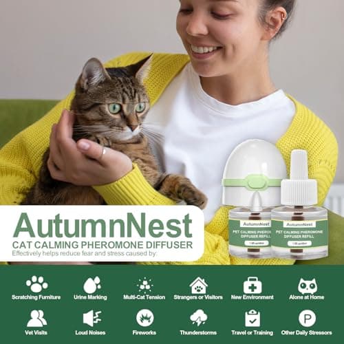 AutumnNest 6-in-1 Cat Calming Pheromone Diffuser Kit, Cat Calming Diffuser for Anxiety Relief, Aggression, Scratching, Urine Marking, Fighting, Meowing, Hiding, Safe for All Cats, 120 Days Support - Thumbnail 5