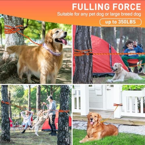 Dog Tie Out Cable for Camping 50ft, Dog Runner for Yard Hold up to 350lbs, Portable Dog Camping Essentials for Outside - Thumbnail 3