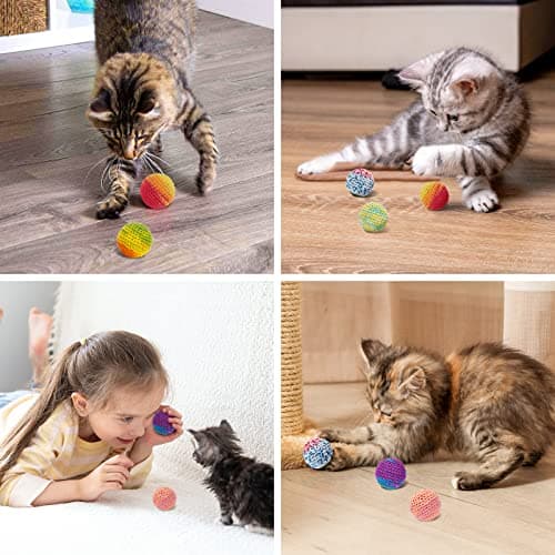 Retro Shaw Cat Toys Balls, Yarn Cat Ball with Bell Inside, Kitten Toys for Indoor Cats Kitty, Interactive Cat Nip Chew Toys for All Pet Breed 6 Pack - Thumbnail 6