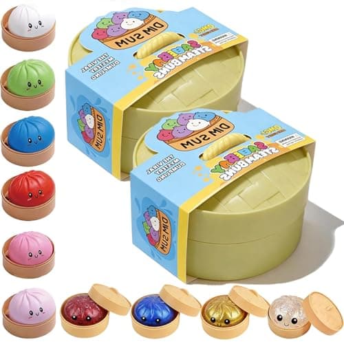 Glitter Dumpling Squishy Set - Colorful Sensory Stress Relief Collections, Random Squishy Gift Box with Sparkly Dumplings for Party Favors & Collectibles