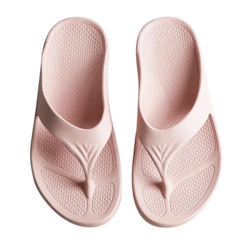 GETOEU Arch Support Flip Flops for Women Non-Slip Shower Shoes Beach Thong Sandals Soft Pool Rubber Flip Flops Comfortable Orthopedic Sandals,Pink - Thumbnail 5