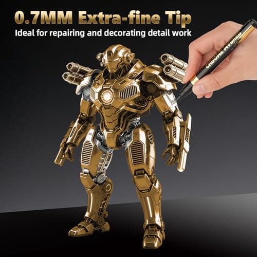 HOTU 3PK Permanent Mirror Chrome Gold Markers-Chrome Paint Pens Markers,Liquid Chrome Gold Pens for Smooth Surfaces: Model Painting, Glass, Metal, Plastic, Fabric, Jewelry, Touch-Up - Thumbnail 6