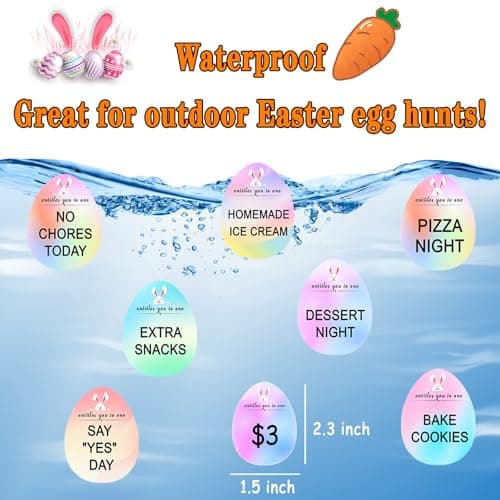 Easter Egg Fillers - 60pcs Easter Egg Tokens, Easter Eggs Filled Basket Stuffers Essentials Prefilled Party Favors Supplies, Family Games Hunt Prize Bulk Activity Gifts for Boys Girls Teens Exchanges - Thumbnail 4