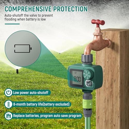 Sprinkler Timer: Programmable Hose Timer with Rain Delay/Manual/Automatic Watering System, Water Timers for Garden Hose, Digital Drip Irrigation for Yard Lawn Outdoor（1 Outlet） - Thumbnail 6