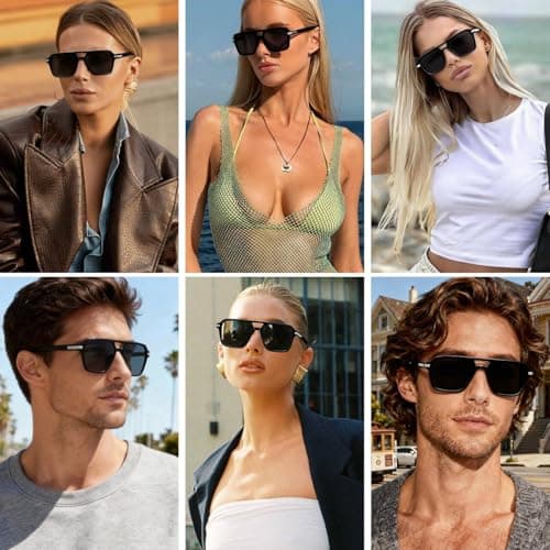 AOJINOJO Retro Aviator Sunglasses for Women Men Classic 70s 90s Vintage Trendy Square Aviators(Black/Grey+Tortoise/Gradient Brown) - Thumbnail 3