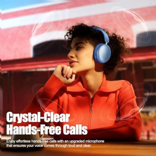 Wentronic Y06 Noise Cancelling Headphones,58H Playtime and 5 EQ Music Modes Wireless Over Ear Bluetooth Headphones with Microphone,Lossless Audio,Multipoint Connection,Foldable,Lightweight,Blue - Thumbnail 6
