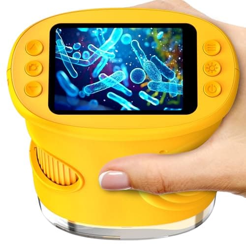 1000X Digital Handheld Microscope for Kids with 2.0" IPS Screen, Easter Gifts Portable STEM Science Lab Toy, Rechargeable Pocket Microscope Educational Gift for Boys & Girls Age 4-6 8-12, Orange