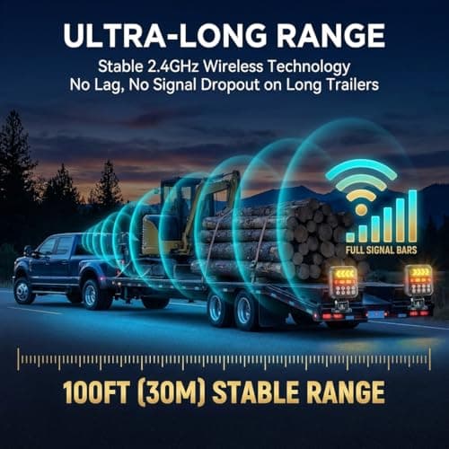 Solar Wireless Trailer Lights - Turn/Brake/Tail/Reverse Modes, Magnetic Towing Lights with Reflectors, 100FT 2.4GHz, USB-C Rechargeable, IPX6 Waterproof for Truck, Boat, RV - Thumbnail 5