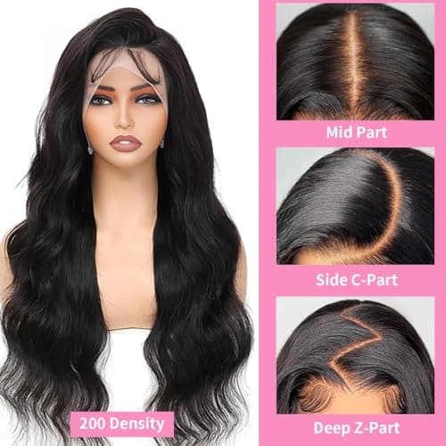 SUMT 28 Inch Body Wave Lace Front Wigs Human Hair 13X6 HD Lace Frontal Wigs 200% Density Pre Plucked Glueless Wigs Human Hair For Women HD Lace Frontal Wig Human Hair With Baby Hair - Thumbnail 2