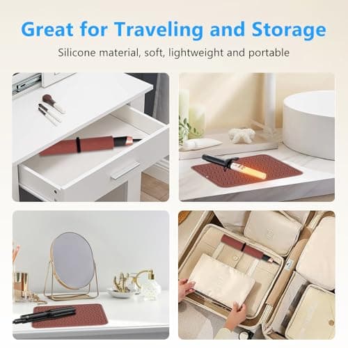 Quccefods Heat Resistant Mat Oversize Curling Iron Mat Silicone Hot Hair Tools Mat for Hair Straightener,Flat Irons,Hair Styling Tools Countertop protection Portable Travel Mat 14.2" x 11" - Thumbnail 6