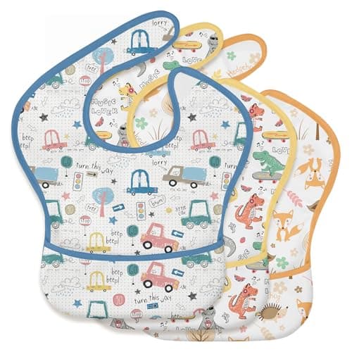 CIVARUA KIDS 3-Pack Baby Feeding Bibs | Waterproof Stain-Resistant 3D Food Catcher, Soft Lightweight Design for Baby-Led Weaning, Infants & Toddlers 3-24 Months Digger Dinosaur - Image 1