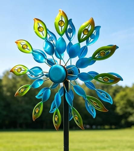 Twirleternity Wind Spinner Outdoor, 13” Double-Side Metal Wind Sculptures & Spinners for Yard and Garden with Jewel Accents, Kinetic Wind Spinners Yard Decorations Outdoor, Perfect Garden Gifts - Image 1