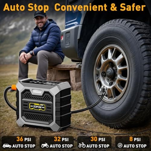 ZOPOM Tire Inflator Portable Air Compressor DC 12V Air Compressor Portable with Digital Pressure Gauge Air Pump for Car Tires - Car Accessories Bike, Motor - Thumbnail 3