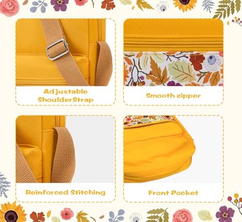 WOOMADA 2pcs Canvas Bag Crossbody Purses Cross Body Bag Messenger Bag CrossBody Purse Set(Yellow Daisy) - Thumbnail 5