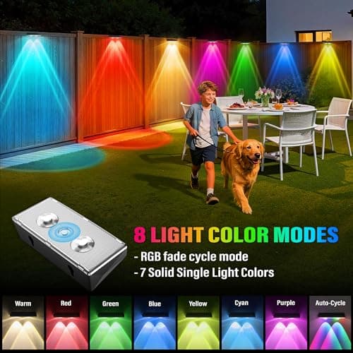 Delaiglow Solar Fence Lights Outdoor, 12-Hours IP67 Upgraded-Lens No-Wiring - Thumbnail 2
