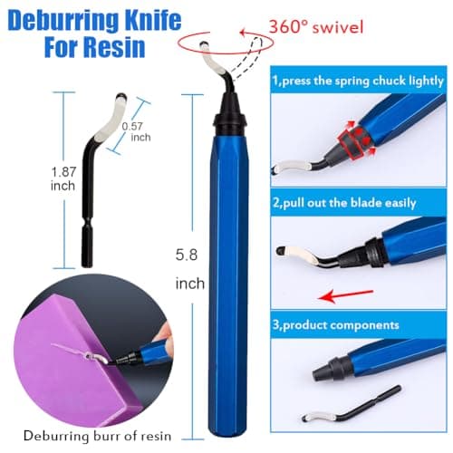 Resin Polishing Tools Kit,Electric Resin Drill Kit,Rotary Pen & Deburring Tool 3D Printing for Keychain Making,Jewelry Art,Resin Duberring, Drilling,Polishing,Engraving,DIY - Thumbnail 4