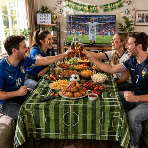 Soccer Table Cloth 3Pcs - Soccer Party Decorations World Soccer Cup 2026 Decorations Soccer Field Tablecloths, Disposable Plastic Table Cover for Sports Watch Party Birthday Big Game Day, 54x108 In - Thumbnail 5