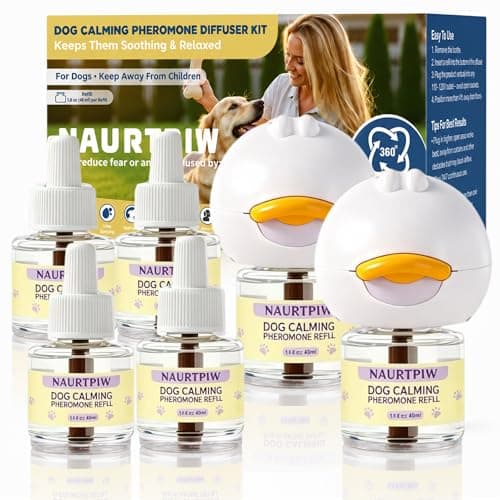 Dog Calming Diffuser 6 Pack (2 Plug in + 4 Refills), 120 Days Supply, Dog Pheromone Diffuser for Anxiety Relief, Destructive Behavior, Pee Accidents, Separation Anxiety, Aggression, Barking & Chewing - Image 1
