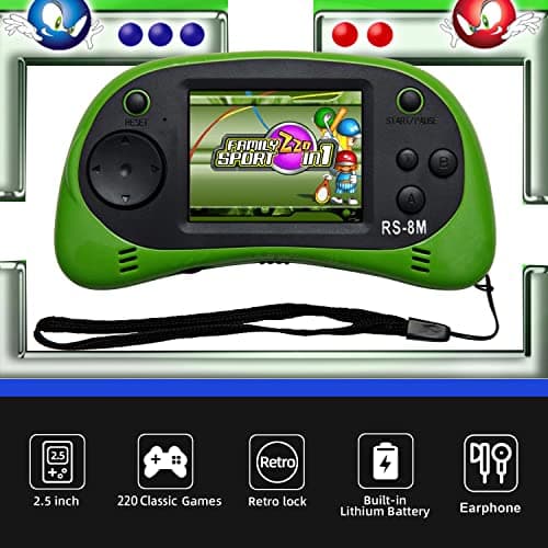 EASEGMER 16 Bit Kids Handheld Games Built-in 220 HD Video Games, 2.5 Inch Portable Game Player with Headphones - Best Travel Electronic Toys for Kids Age 3-10 Years Old Children (Green) - Thumbnail 2