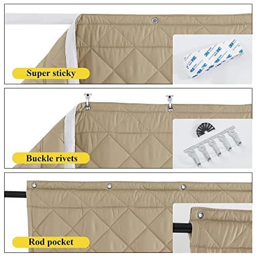 NICETOWN Thermal Insulated Door Curtain, 30"x82" Thick Draft Stopper with 3 Hanging Ways, Keep Warm in Winter, Easy Install for Doorway, Old House, Sliding Door, Taupe, 1 Panel - Thumbnail 2
