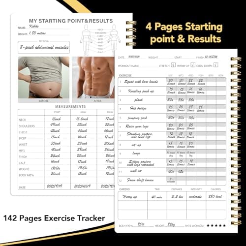 Thboxes Workout & Fitness Journal for Woman Man，8.5" x 6" Daily Exercise Log Notebook Personal Health Meal Planner for Weight Loss Gym Muscle Gain Workout Notepad Essentials Wellness Log, Black - Thumbnail 6