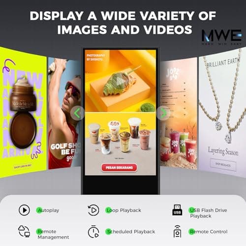 JIYANG 43 Inch Indoor Touchscreen Digital Signage Floor Standing Digital Interactive Kiosks LCD Totem Monitor with WiFi HDMI/USB Input Auto Media Player Android System,Free Customization Logo - Thumbnail 2